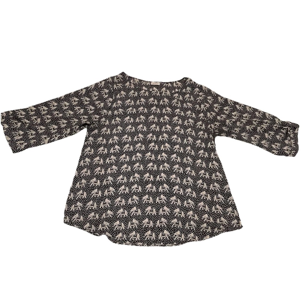 Stitch Fix Pixley Elephant‎ Print  Blouse Long Sleeve Shirt Size M- L